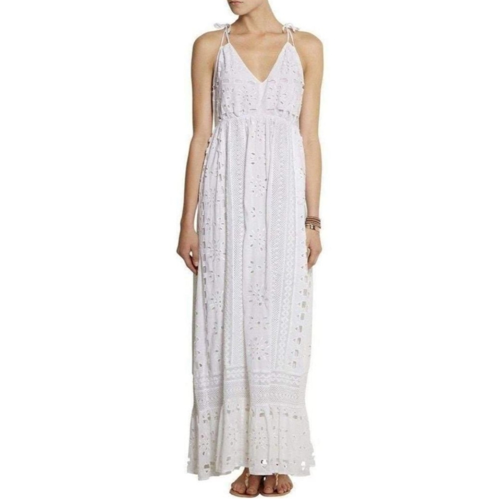 Michael Kors peasant eylit white maxi dress
